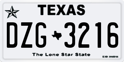 TX license plate DZG3216
