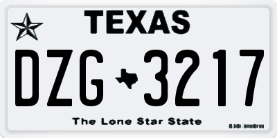TX license plate DZG3217