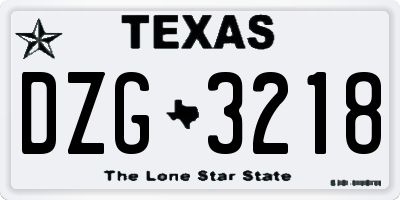 TX license plate DZG3218