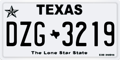 TX license plate DZG3219