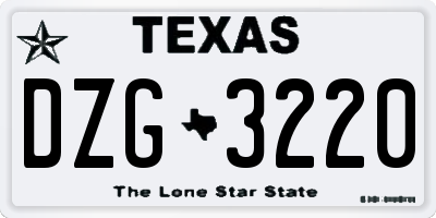 TX license plate DZG3220