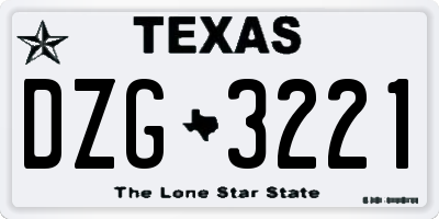 TX license plate DZG3221