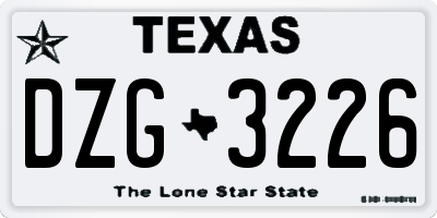 TX license plate DZG3226