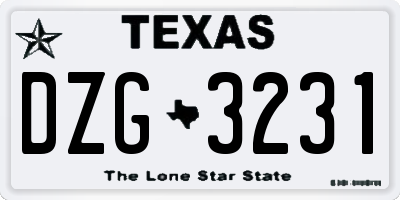 TX license plate DZG3231