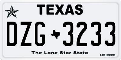 TX license plate DZG3233