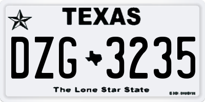 TX license plate DZG3235