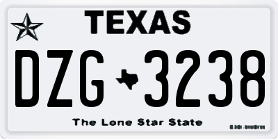 TX license plate DZG3238