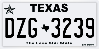 TX license plate DZG3239