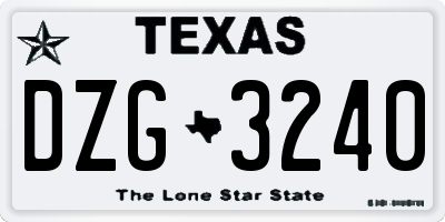 TX license plate DZG3240