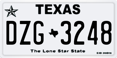 TX license plate DZG3248