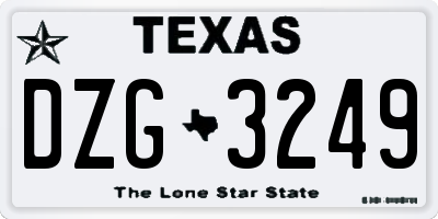 TX license plate DZG3249