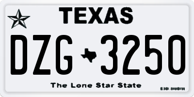 TX license plate DZG3250