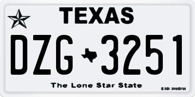 TX license plate DZG3251