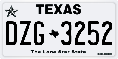 TX license plate DZG3252