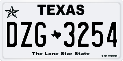 TX license plate DZG3254