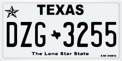 TX license plate DZG3255