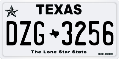 TX license plate DZG3256