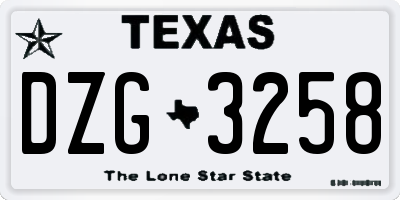 TX license plate DZG3258