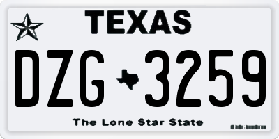 TX license plate DZG3259