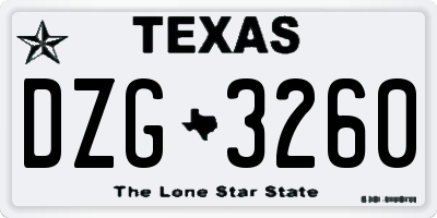 TX license plate DZG3260
