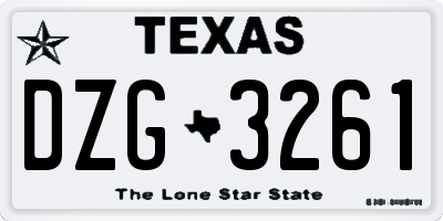 TX license plate DZG3261