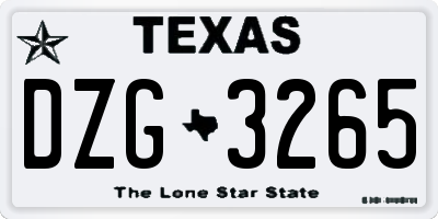 TX license plate DZG3265