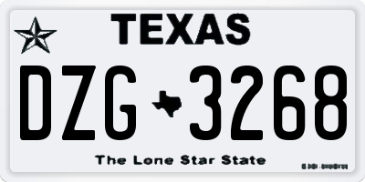 TX license plate DZG3268