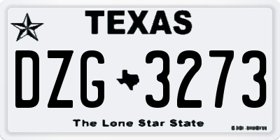 TX license plate DZG3273