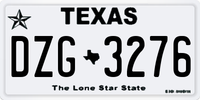 TX license plate DZG3276