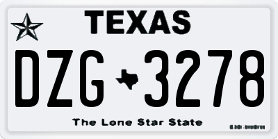 TX license plate DZG3278