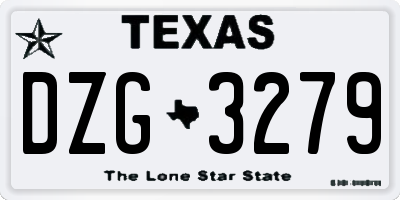 TX license plate DZG3279