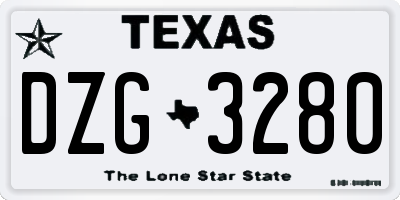 TX license plate DZG3280