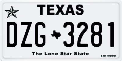 TX license plate DZG3281