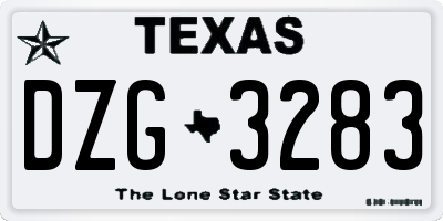 TX license plate DZG3283