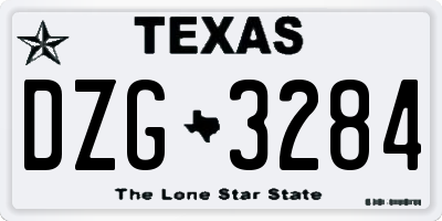 TX license plate DZG3284