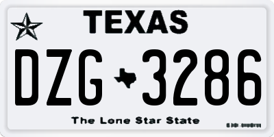 TX license plate DZG3286