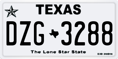 TX license plate DZG3288