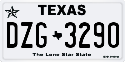 TX license plate DZG3290