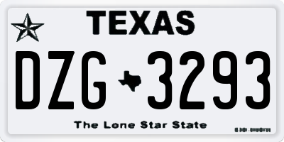 TX license plate DZG3293
