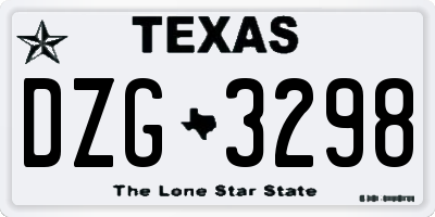 TX license plate DZG3298
