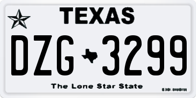 TX license plate DZG3299