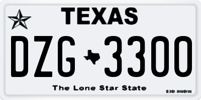 TX license plate DZG3300