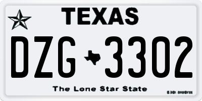 TX license plate DZG3302