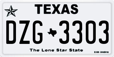TX license plate DZG3303