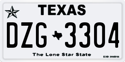 TX license plate DZG3304