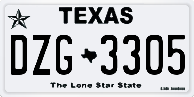 TX license plate DZG3305
