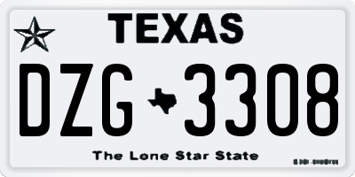 TX license plate DZG3308