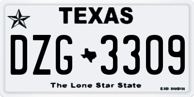TX license plate DZG3309