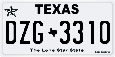 TX license plate DZG3310