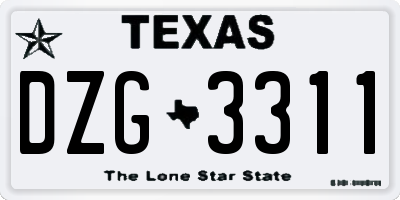 TX license plate DZG3311